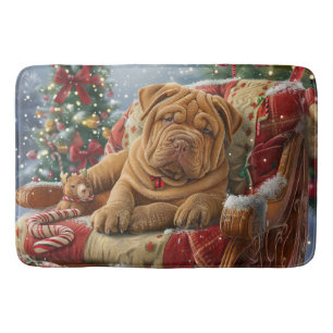 Tapis De Bain Shar Pei Chien Festif de Noël