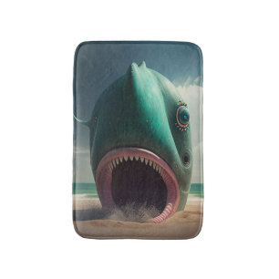 Tapis De Bain Shark sculpture on the beach