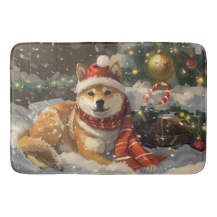 Tapis De Bain Shiba Inu Chien Festive de Noël