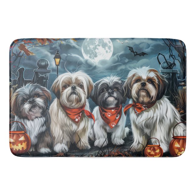Tapis De Bain Shih Tzu Halloween Éffrayant (Devant)