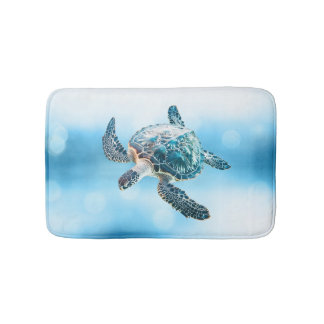Tapis De Bain Shimmering Turquoise Sea Turtle | Coastal