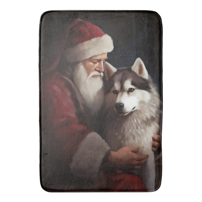 Tapis De Bain Sibérien Husky avec Noël Festif du Père Noël (devant Vertical)