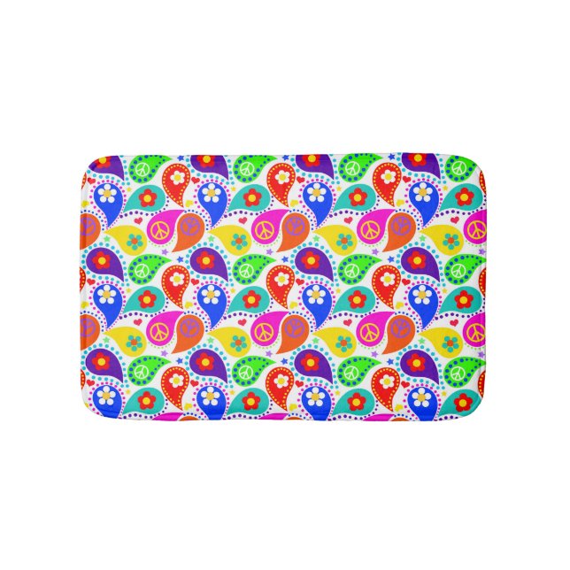 Tapis De Bain Signes de paix et Mat de bain Paisley (Devant)