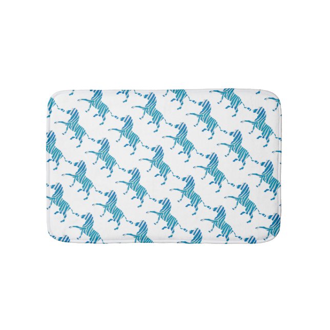 Tapis De Bain Silhouette bleue et blanche Zebra (Devant)