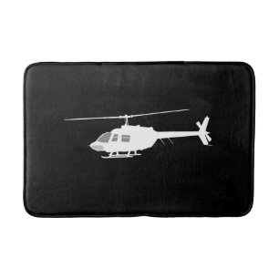 Tapis De Bain Silhouette de coupe d'hélicoptère noir
