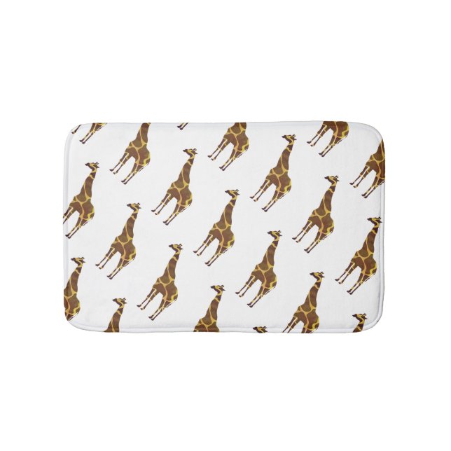 Tapis De Bain Silhouette de girafe marron et jaune (Devant)