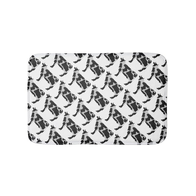Tapis De Bain Silhouette de vache noire et blanche (Devant)