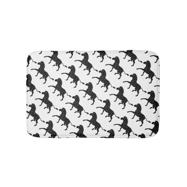 Tapis De Bain Silhouette d'impression noir et gris Zebra (Devant)