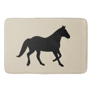 Tapis De Bain Silhouette et gabarit du cheval noir