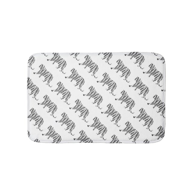 Tapis De Bain Silhouette Tiger noir et blanc (Devant)