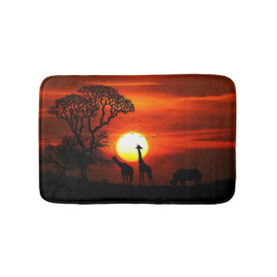 Tapis De Bain Silhouettes africaines d'animal de coucher du