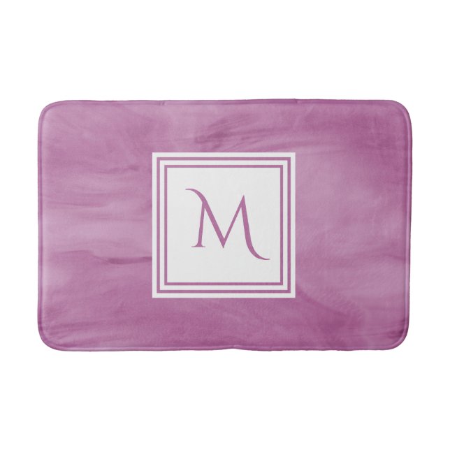 Tapis De Bain Simple clair violet subtil marbre moderne Monogram (Devant)