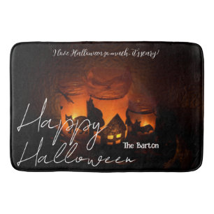 Tapis De Bain Simple Éffrayant foncé Famille heureux Halloween