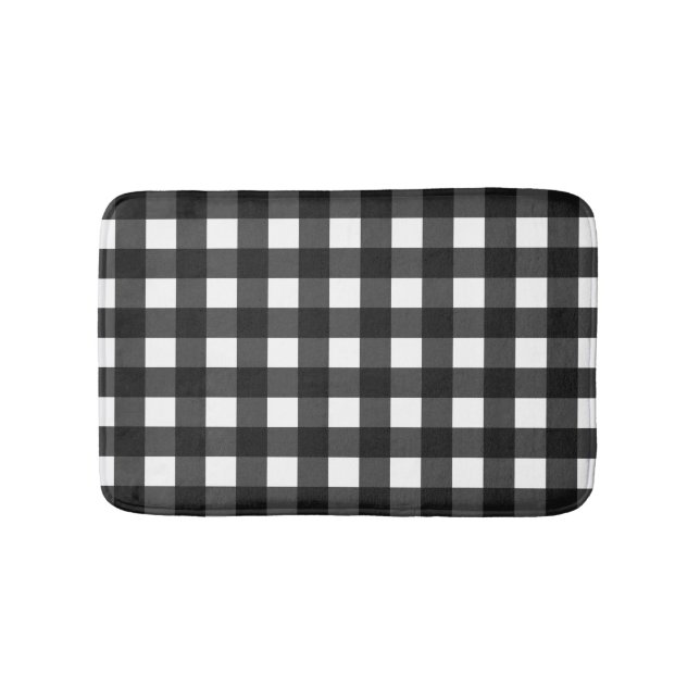 Tapis De Bain Simple en noir et blanc En vichy (Devant)