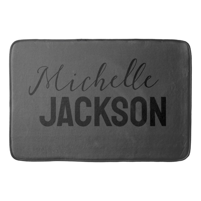 Tapis De Bain Simple minimaliste Moderne Votre Nom Message (Devant)