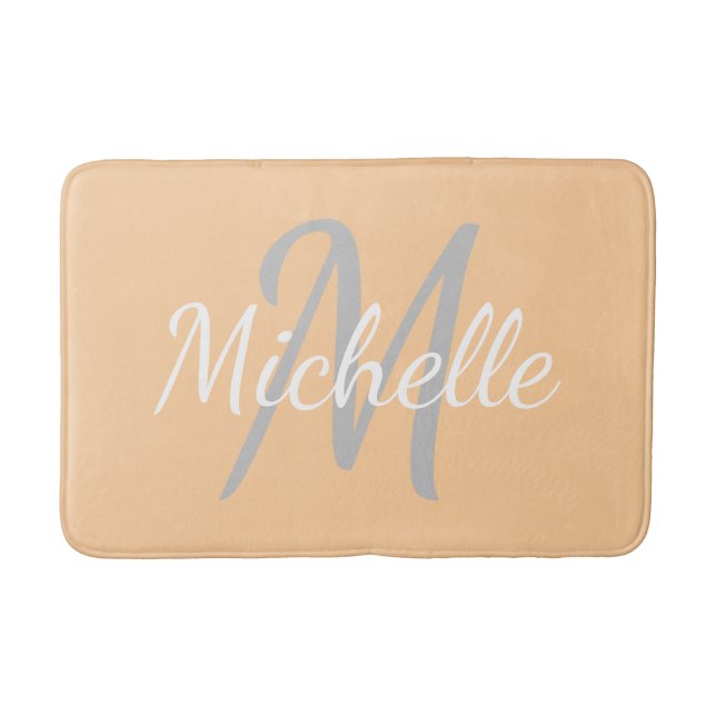 Tapis De Bain Simple peach Bold Typography & Name Monogram (Devant)