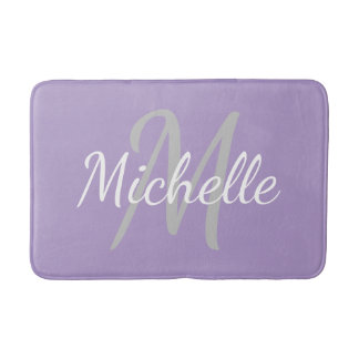 Tapis De Bain Simple typographie gras violet pâle & monogramme d