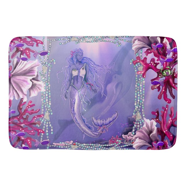 Tapis De Bain Sirène d'océan violet (Devant)