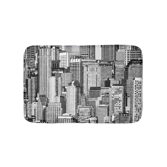 Tapis De Bain Skyscraper City Texture Isométrique sans fil (Devant)