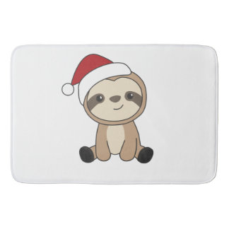 Tapis De Bain Sloth Noël Neige hiver Animaux Sloths Bath Ma