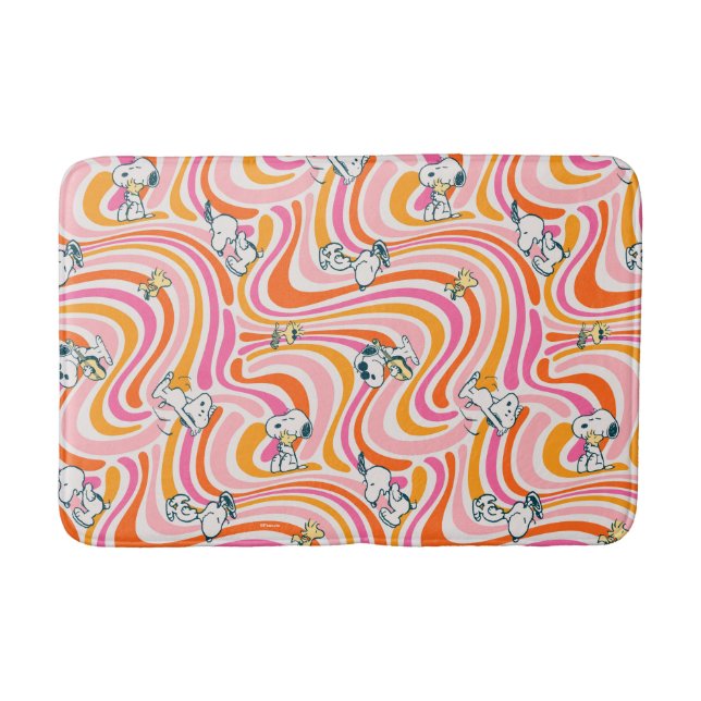 Tapis De Bain Snoopy & Woodstock Super Vibes Motif orange (Devant)