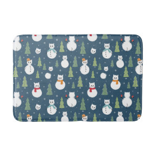 Tapis De Bain Snowman Cats Motif de vacances