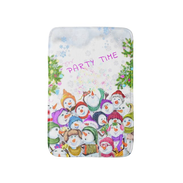 Tapis De Bain Snowmans Bath Mat Fête de Noël (Devant (Vertical))