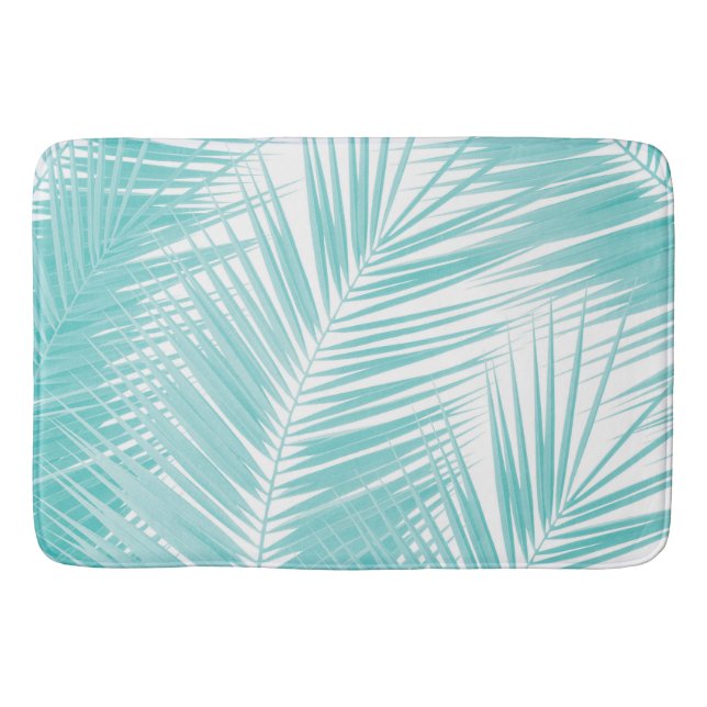 Tapis De Bain Soft Turquoise Palm Feuilles Dream #1a (Devant)