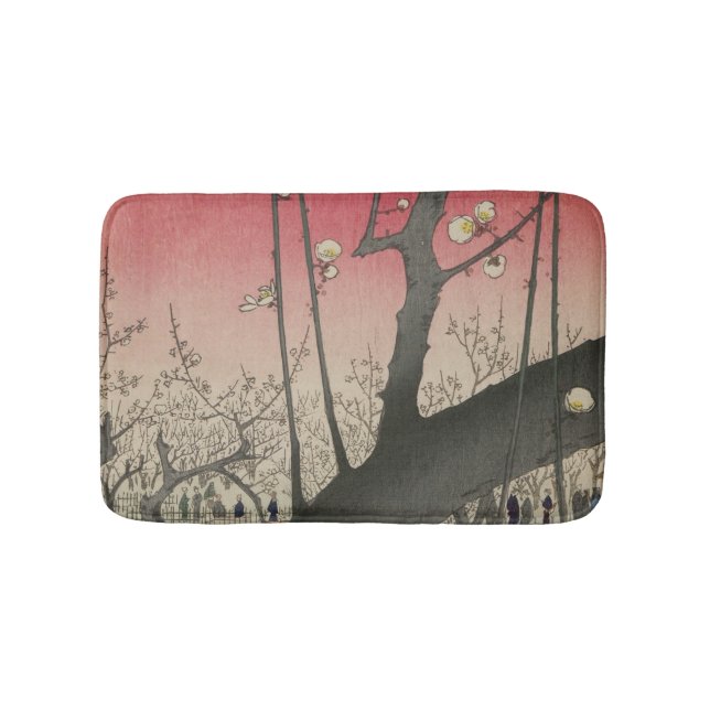 Tapis De Bain soleil couchant japonais pruniers arbres (Devant)