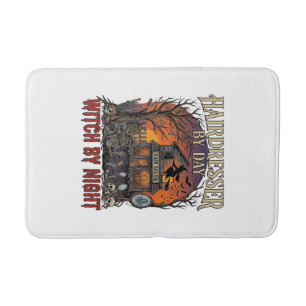 Tapis De Bain Sorcière de Nuit de Coiffeur Halloween Salon Crâne