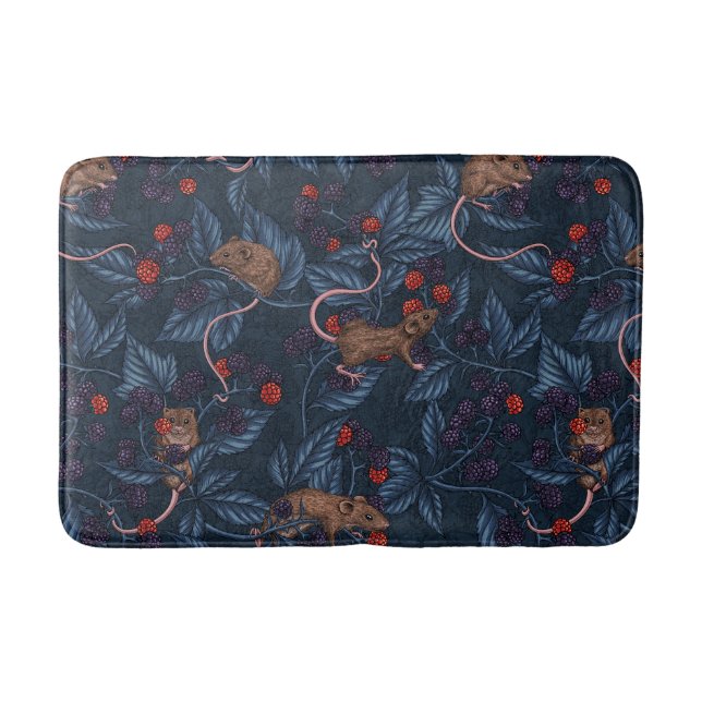 Tapis De Bain Souris et mûres sur la marine (Devant)