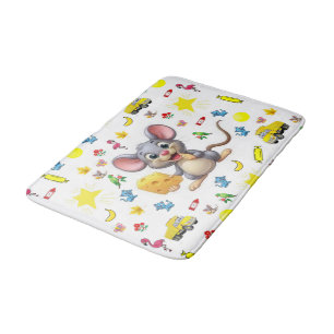 Tapis de bain Souris Fromage Jaune Chat Étoiles Ca