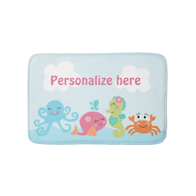 Tapis De Bain Sous la mer/baleine rose (Devant)