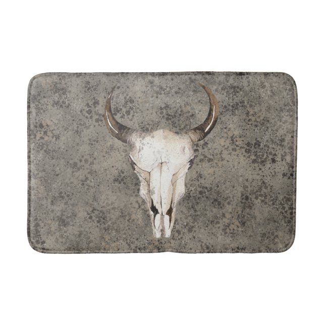 Tapis De Bain South-West Rustic Ranch Crâne Marron Tacheté (Devant)