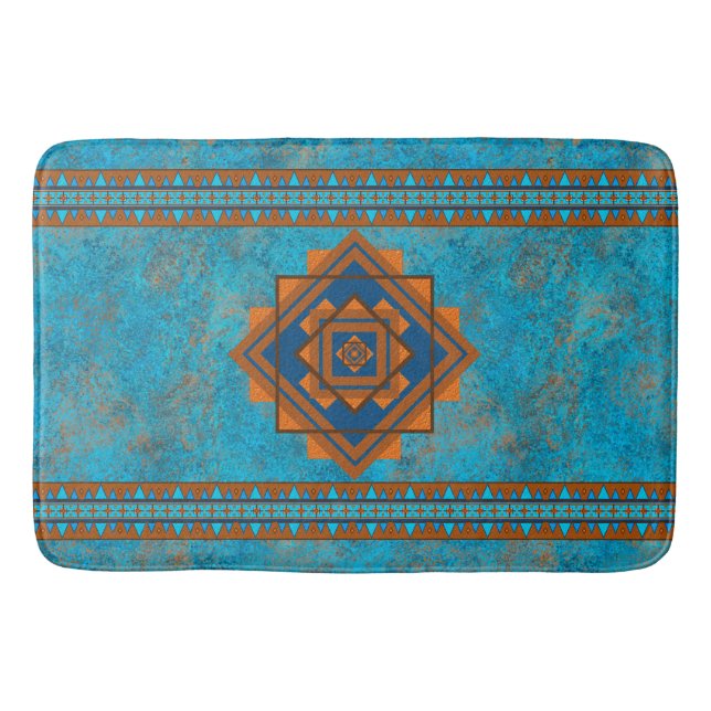 Tapis De Bain Southwest Mountain Peaks Turquoise Geometric (Devant)