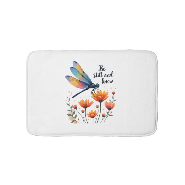 Tapis De Bain Soyez calme et connaître Floral Dragonfly Christia (Devant)