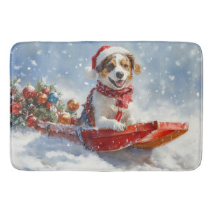 Tapis De Bain Spaniel Breton dans un traîneau de Noël
