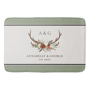 Tapis De Bain Spectacle floral botanique vert d'Antler en terre