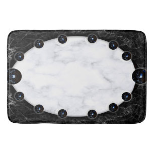 Tapis De Bain Sphère de marbre blanc et noir - Mat de bain