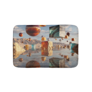 Tapis De Bain Sphères et cubes flottants surréalistes