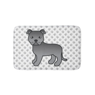 Tapis De Bain Staffie anglais bleu Chien de dessin animé mignon