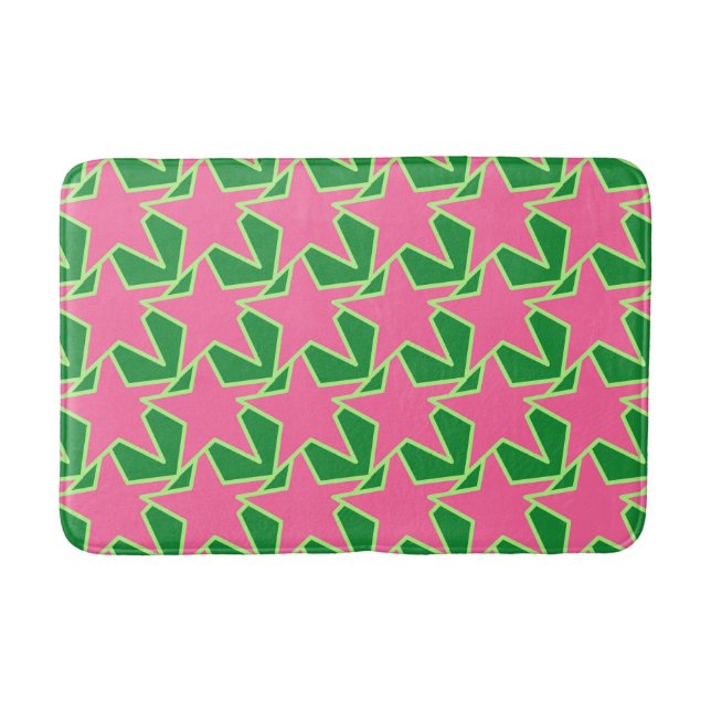Tapis De Bain Star Géométrique moderne - pastèque rose et vert (Devant)