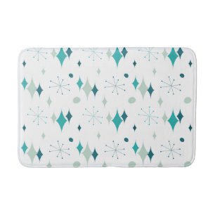 Tapis De Bain Starburst Mid Century Motif moderne Turquoise Aqua
