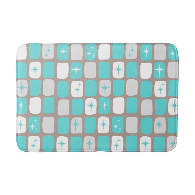 Tapis De Bain Starburst Turquoise Rétro Mat de bain (Devant)