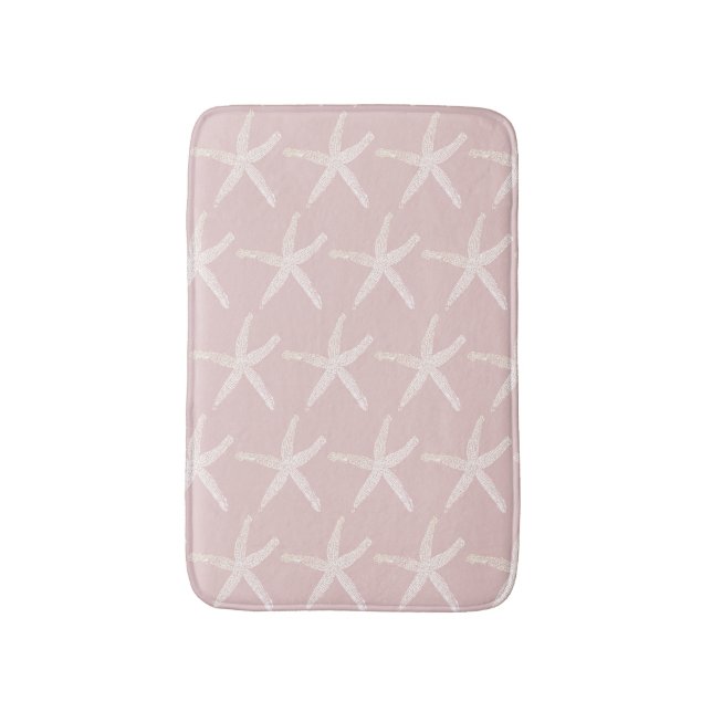 Tapis De Bain Starfish Motifs Plage Nautique Rose Peach Blanc (Devant (Vertical))