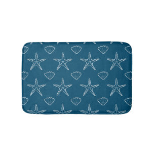 Tapis De Bain Starfish Seashell Croquis Motif Sur Ocean Blue