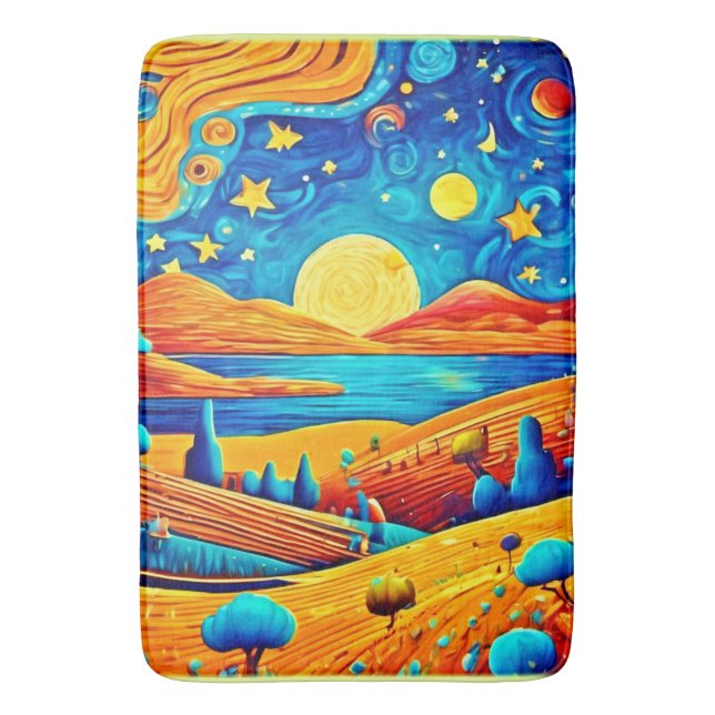 Tapis De Bain Starry Night Surrealism Dessin (devant Vertical)