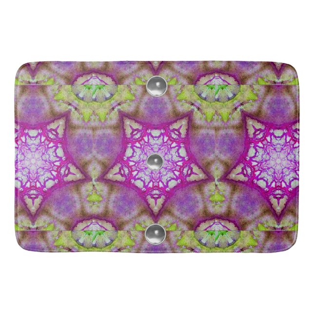 TAPIS DE BAIN STARS VERTS PURPLE ROSE ABSTRAITS AVEC PIERRES (Devant)