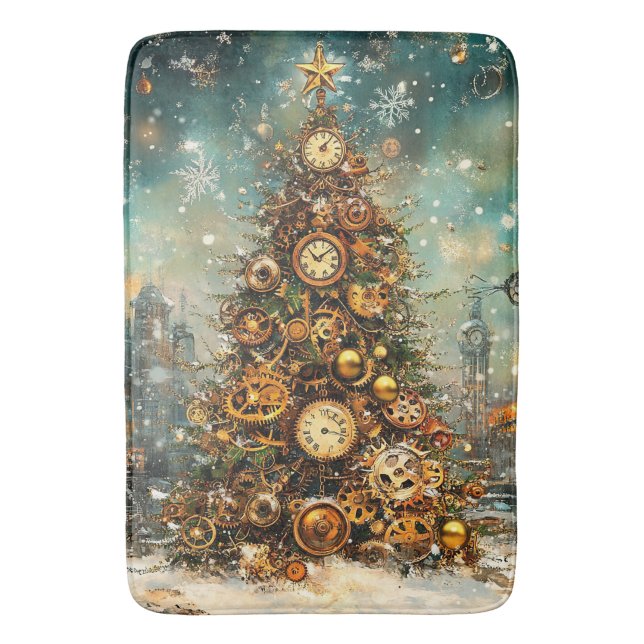 Tapis De Bain Steampunk Christmas Tree Bath Mat (devant Vertical)