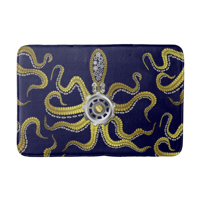 Tapis De Bain Steampunk embraye le métal Kraken de poulpe (Devant)